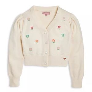 BCBGirls Cream Cardigan with Floral Embroidery NWT